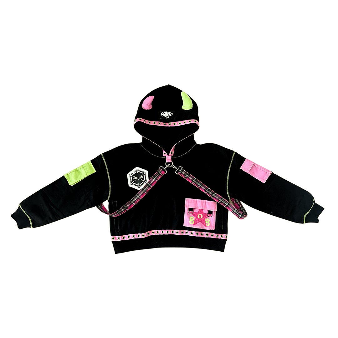 NWTBD x 808 Boxy Hoodie with Horns Straps & Patches